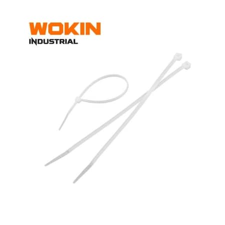 Wokin Cable Tie, 200 mm L, 49.5 mm Max Bundle Dia., Clear, Nylon, 40 lb Strength 651142